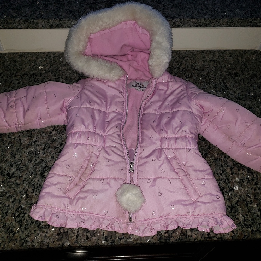 Pink puffer coat